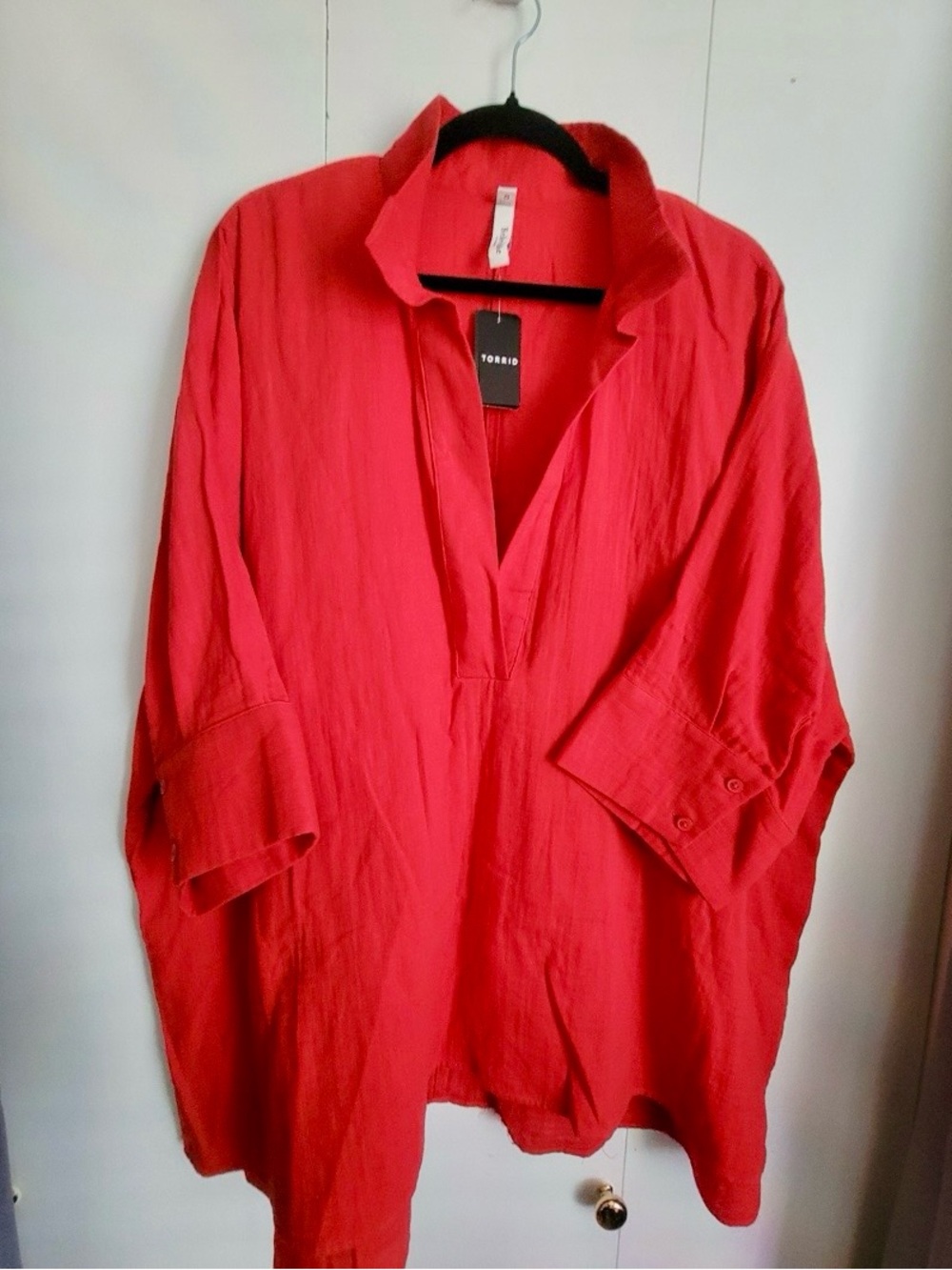 torrid Racing Red Shirt with Open V-Neck